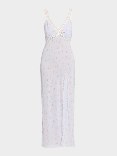 LoveShackFancy Beverly Lace-Trim Floral Maxi Dress