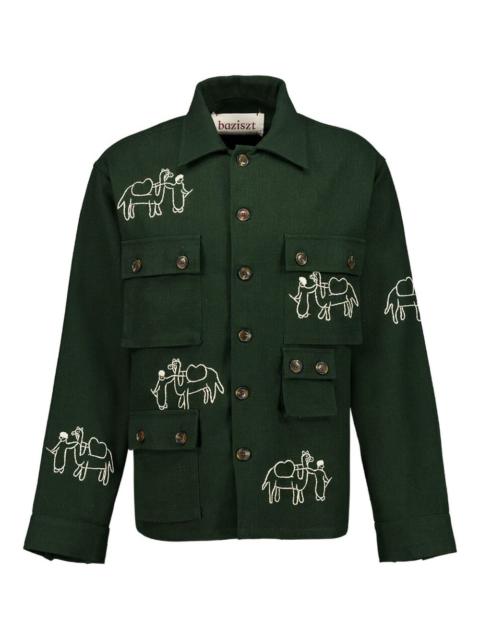 baziszt camel-embroidered multi-pocket shirt