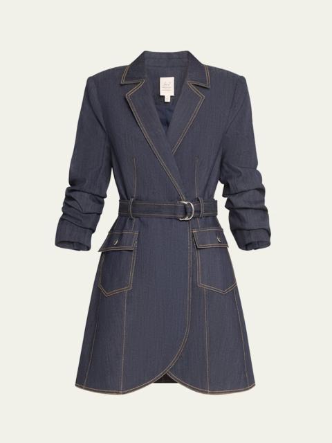 Cinq à Sept Jenessa Belted Denim Mini Wrap Shirtdress