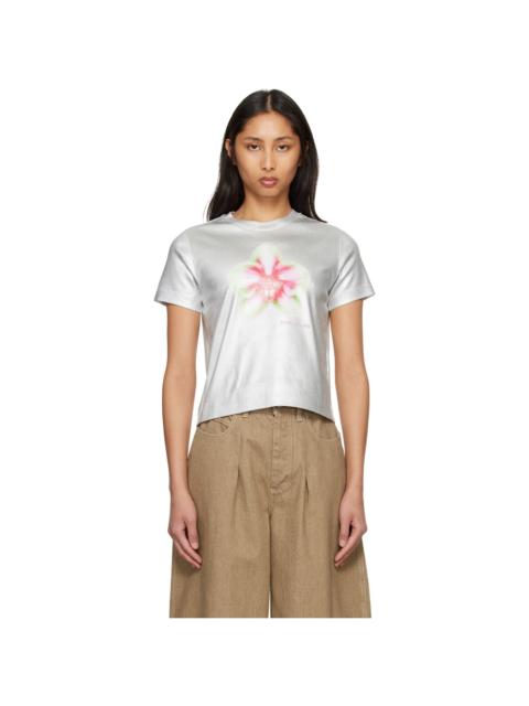 CASABLANCA Silver Ribbed T-shirt