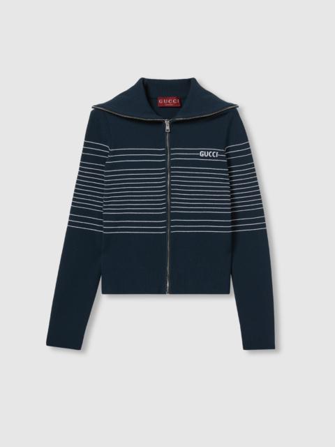 GUCCI Fabric polo jacket with intarsia