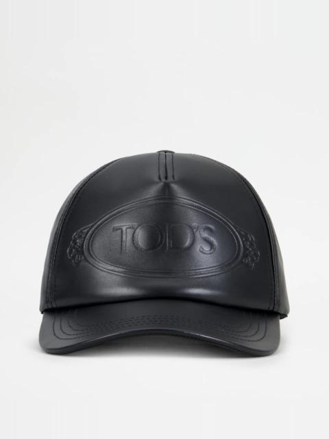 Tod's LEATHER CAP - BLACK
