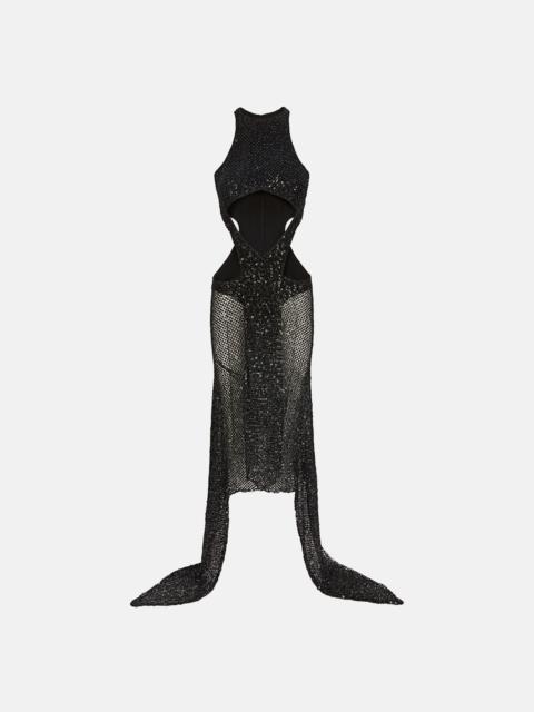 THE ATTICO ''MAGNOLIA'' BLACK LONG DRESS