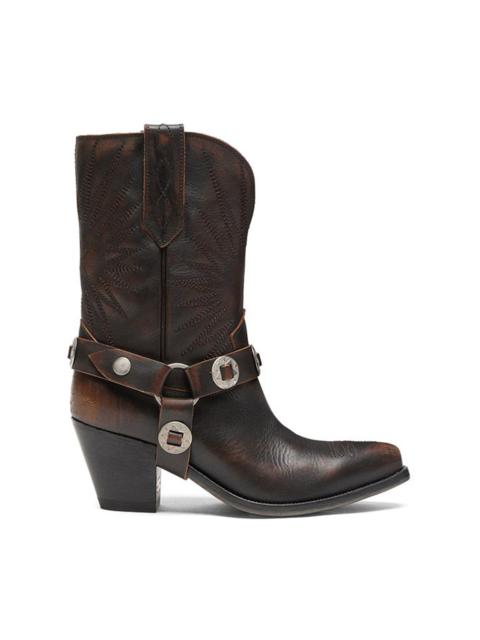 Golden Goose 70 Wish Star Low Distressed Leather Upper With Strap Boots black