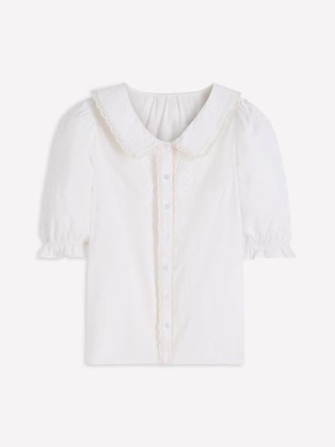 BODEN Short Sleeve Pretty Collar Top-White