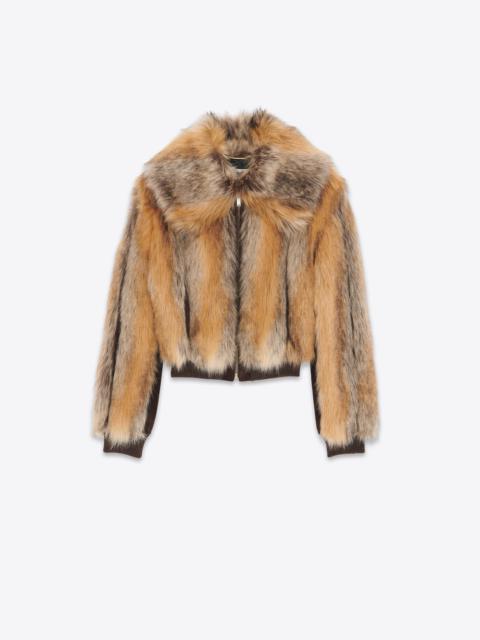 SAINT LAURENT cropped coat in animal-free fur