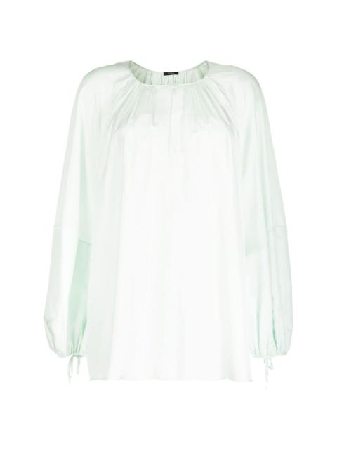 gathered-neck silk blouse