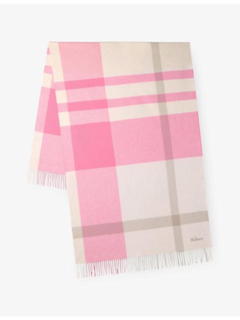 Mulberry Large-Check Merino-Wool Scarf