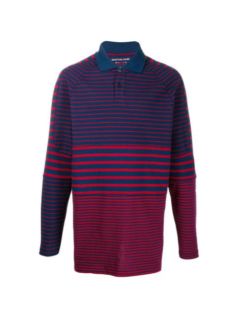 Martine Rose PANELLED POLO TOP - RED STRIPES