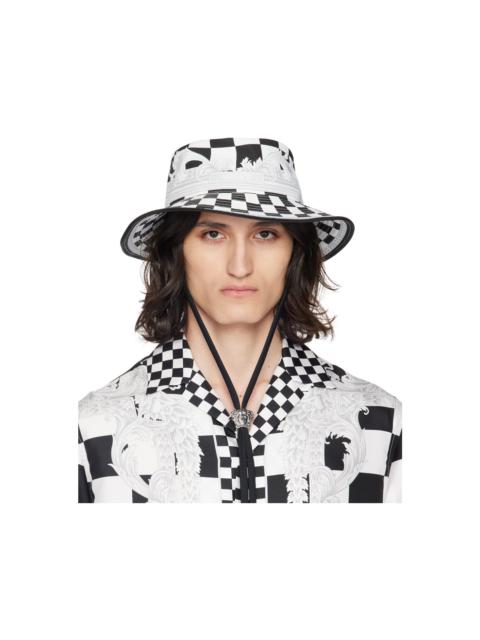VERSACE Black & White Damier Print Hat