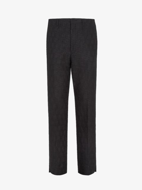 FENDI Pants Black linen FF jacquard pants