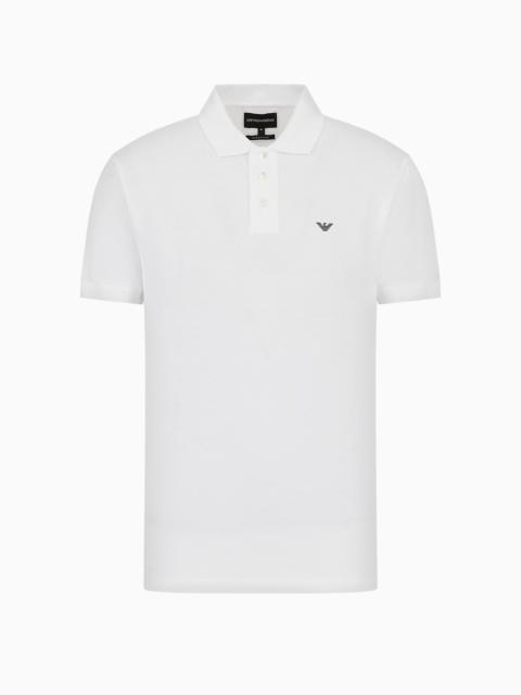 EMPORIO ARMANI Mercerised piqué polo shirt with micro eagle