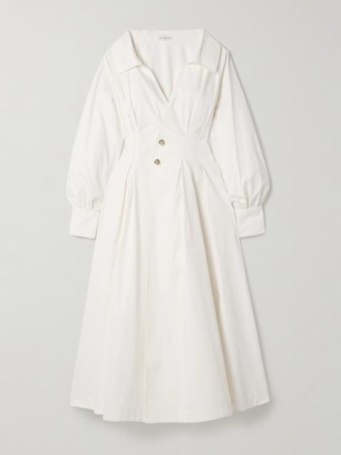Altuzarra Isabela Pleated Cotton-blend Poplin Midi Shirt Dress
