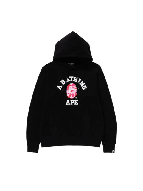 BAPE ABC Camo College Organic Pullover Hoodie 'Black/Pink'