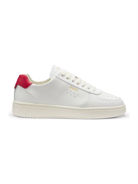 HUGO LEATHER SNEAKERS WITH GOLD-TONE LOGO