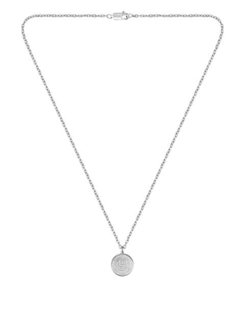 BOSS SILVER-TONE NECKLACE WITH DOUBLE B MONOGRAM MEDALLION