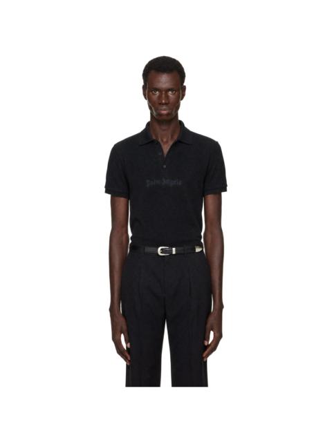 Palm Angels Black Logo Spray Regular Polo