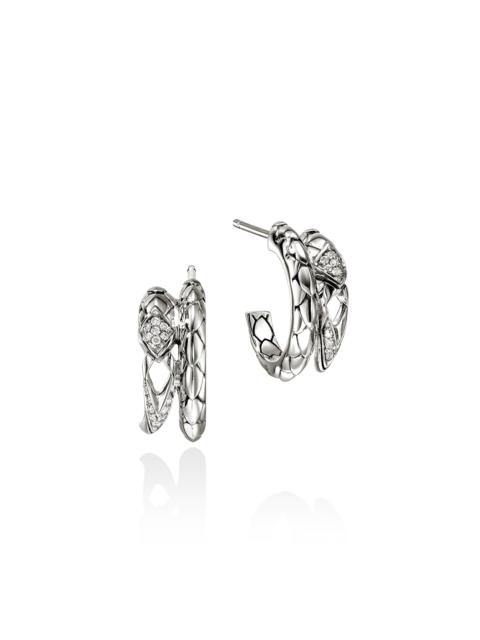 JOHN HARDY Naga Hoop Earrings, Sterling Silver, Diamonds