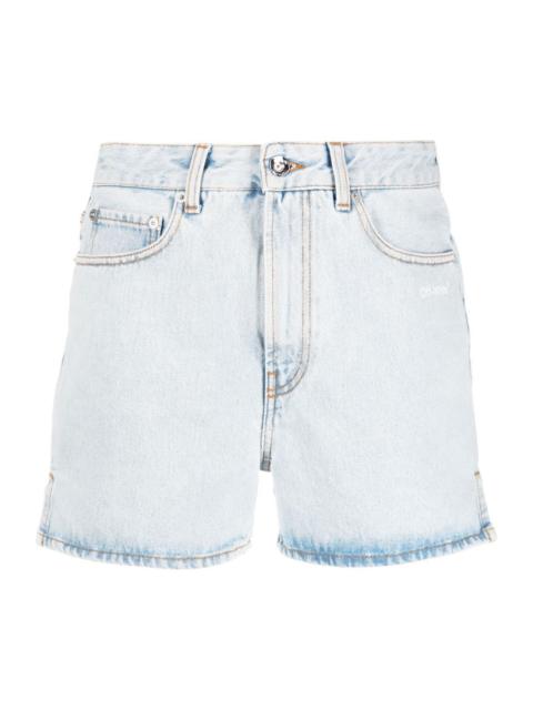 Off-White Diagonal Straight Shorts Light Blue And White