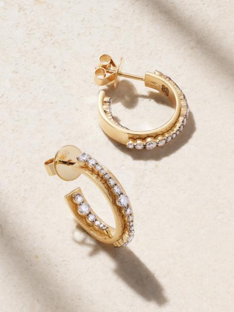 ILEANA MAKRI Inside Out Ripple 18-karat Gold, Rhodium-plated And Diamond Hoop Earrings
