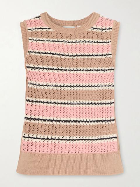 VARLEY Deeley Striped Crochet Cotton Vest