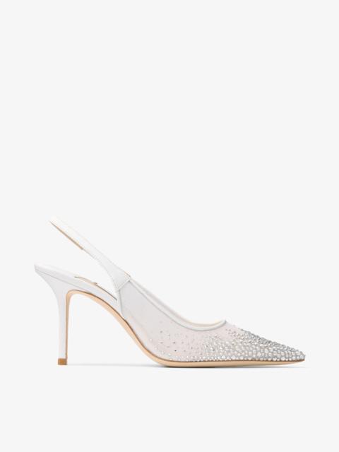 JIMMY CHOO Love Sling Back 85
White Mesh Slingbacks with Dégradé Galaxy Crystals