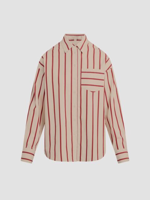 Favorite Daughter Women's The Beau Striped Cotton Shirt - White Crimson