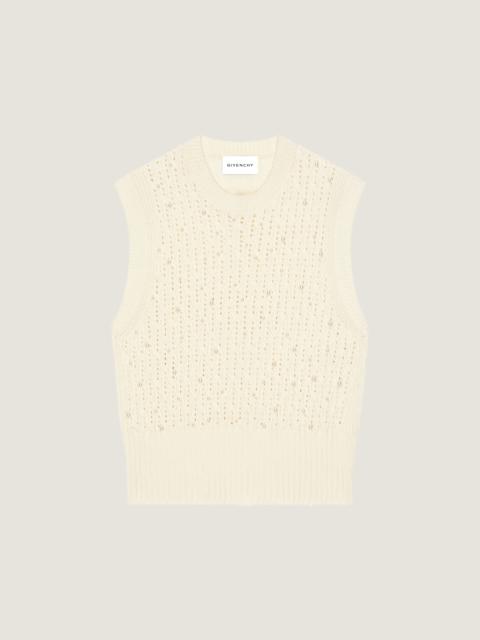 Givenchy SLEEVELESS SWEATER IN WOOL WITH PEARL EMBROIDERY