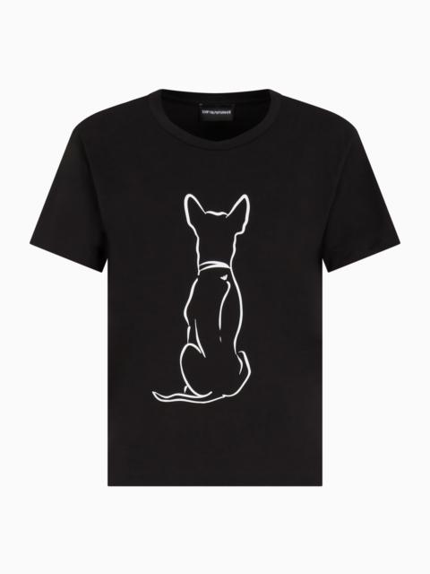 EMPORIO ARMANI WE LOVE DOGS #27 STRETCH-JERSEY T-SHIRT