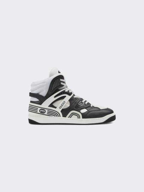 GUCCI Basket High Top Sneaker Black and Dark Brown
