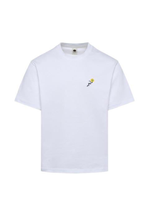 vowels floral-embroidered T-shirt