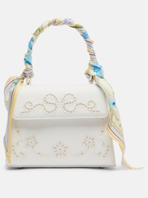 self-portrait Bow embroidered top-handle bag