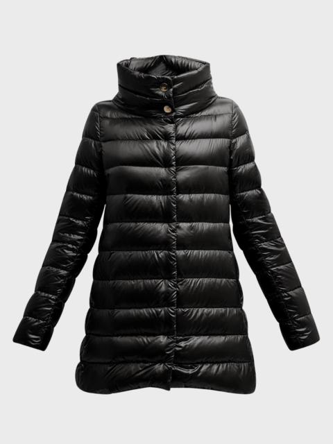 Herno Amelia Water-Resistant Ultralight Nylon A-Line Puffer Jacket