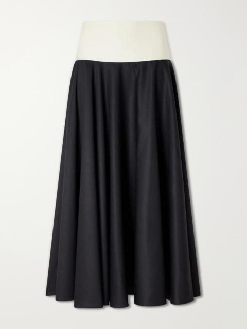 ABADIA Pleated Cotton-poplin Midi Skirt