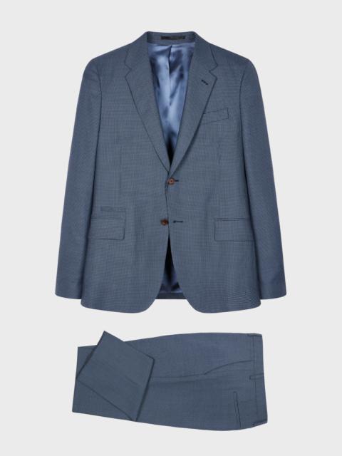 Paul Smith Blue Overdyed Micro-Houndstooth Wool Suit