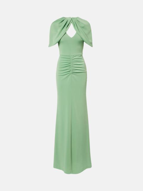 REBECCA VALLANCE Isla caped ruched gown