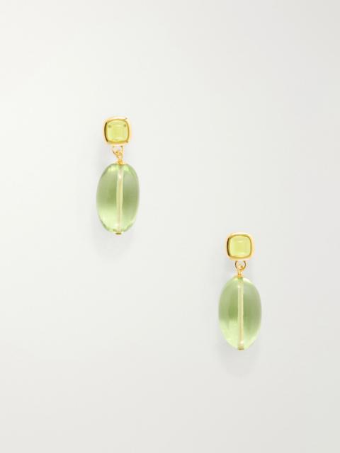 LIZZIE FORTUNATO Verdant gold-plated glass and quartz earrings Green