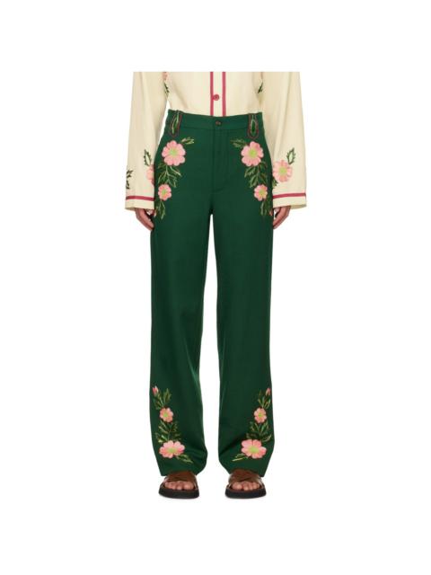 BODE Green Prairie Rose Trousers