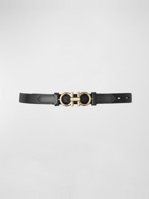 FERRAGAMO Gancini-Buckle Leather Rolo Belt