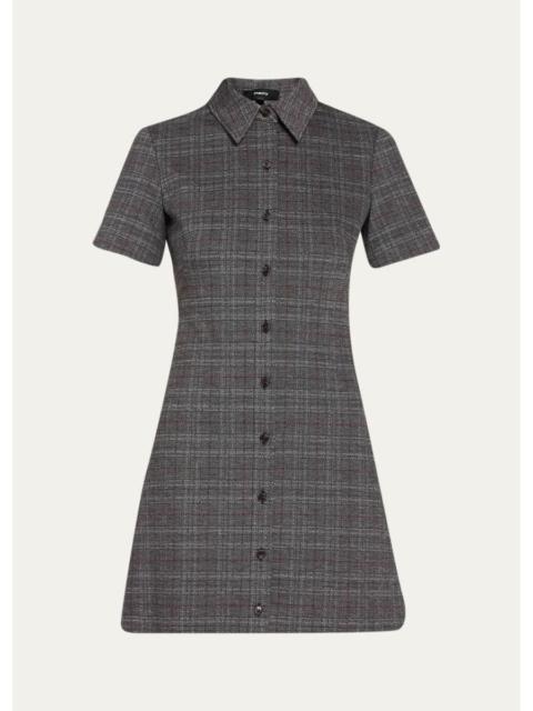 Theory Easy A-Line Glen Plaid Mini Dress