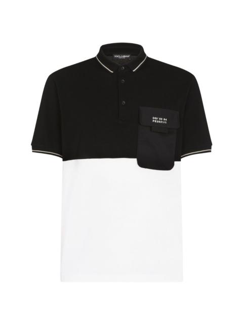 logo-patch two-tone polo shirt