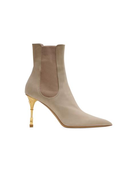 Balmain Moneta suede ankle boots with engraved heel