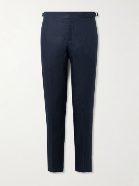 ORLEBAR BROWN Griffon Tapered Linen Trousers Navy