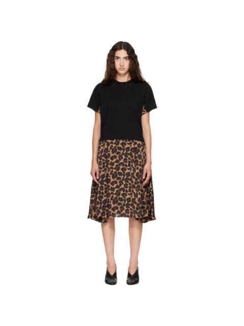 sacai Beige Leopard x Cotton Jersey Midi Dress