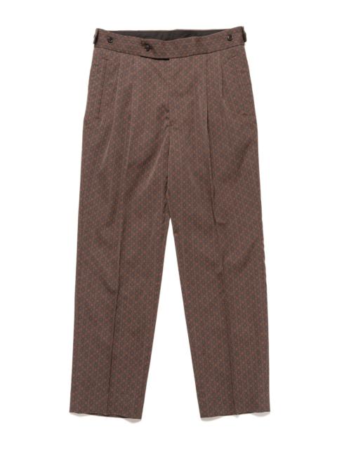 Tucked Side Tab Trouser - Wool Gabardine / Printed Brown / Fine Pattern