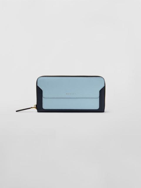 Marni RECTANGULAR ZIP-AROUND WALLET IN THREE-COLOURED SAFFIANO LEATHER