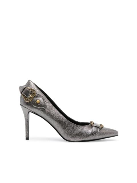 VERSACE JEANS COUTURE buckle-embellished metallic-effect pumps