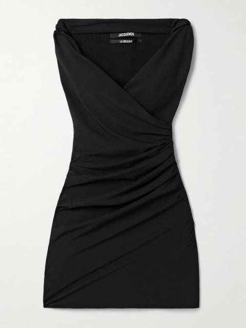 JACQUEMUS Rita Draped Gathered Crepe De Chine Mini Dress