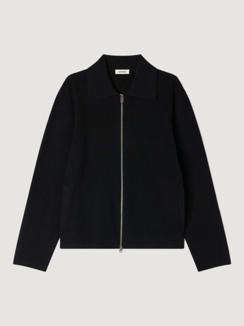 Sandro ZIPPED VISCOSE KNIT CARDIGAN