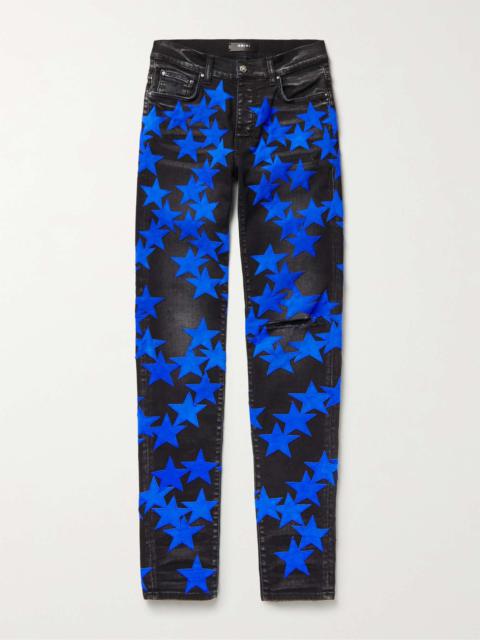 AMIRI + Chemist Skinny-Fit Leather-Appliquéd Jeans